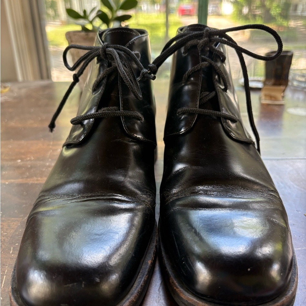 Cole Haan Black Leather Lace-Up Boots